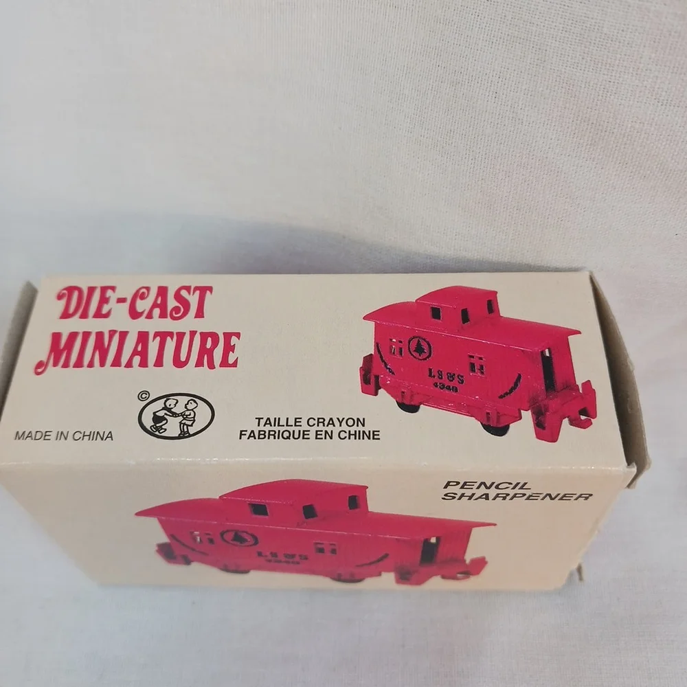 Red Train Caboose Die Cast Pencil Sharpener Miniature New
